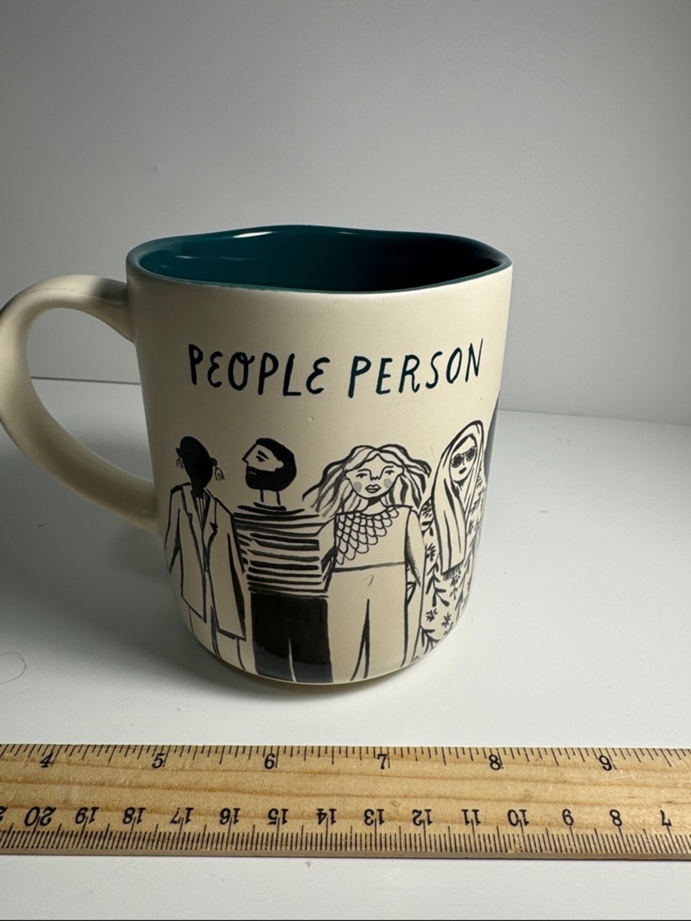People Person Ceramic Mug in Cream with Teal Interior opal house